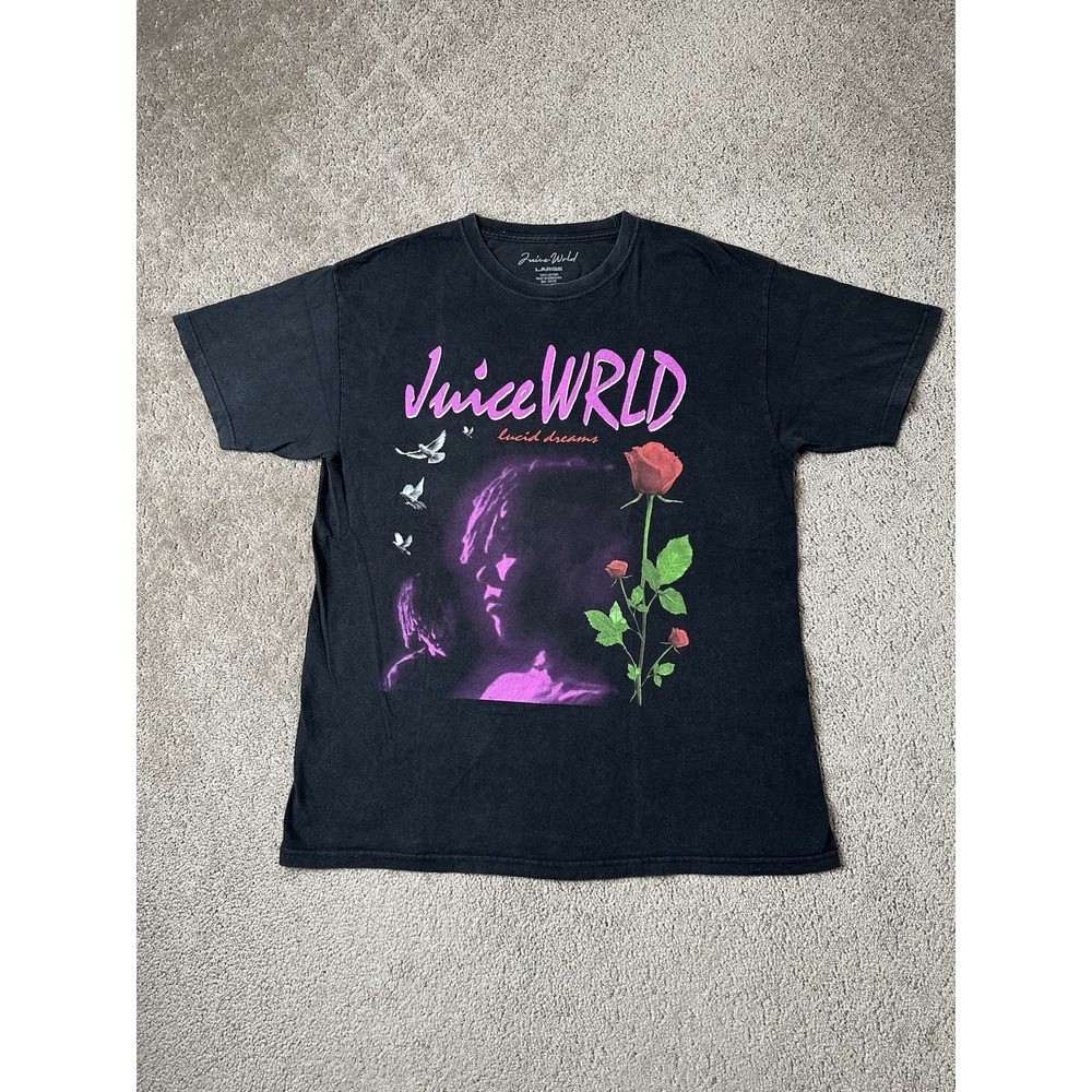 Mens T-Shirt Juice WRLD Lucid Dreams Black Graphic Music Tee, Size L
